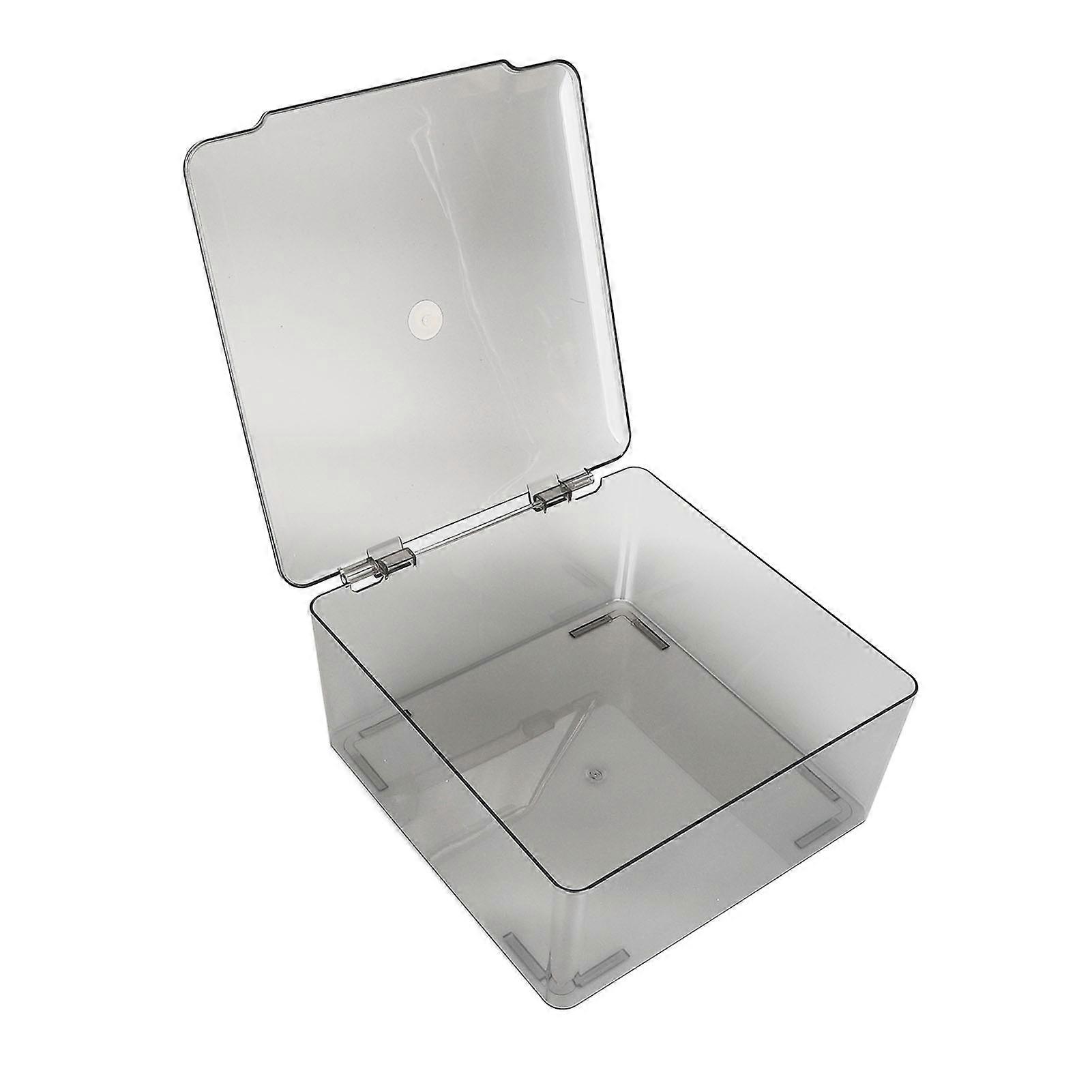 Cosmetic Storage Organizer Box Containers with Hinged Lid Dust Proof Large Capacity Space Saving Clear Plastic Case Translucent Grey