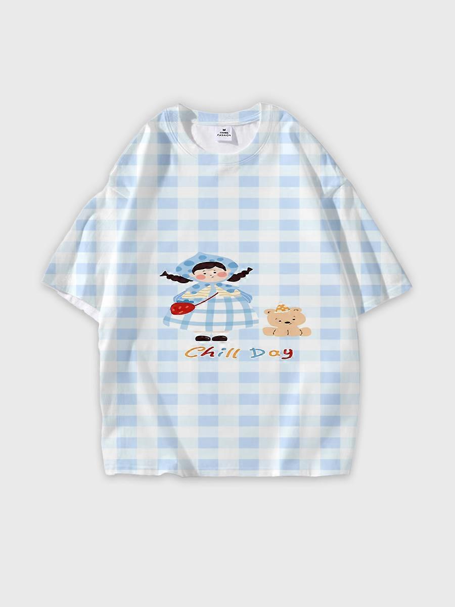 T-shirt round neck Stripes Pattern loose short sleeve JW2012