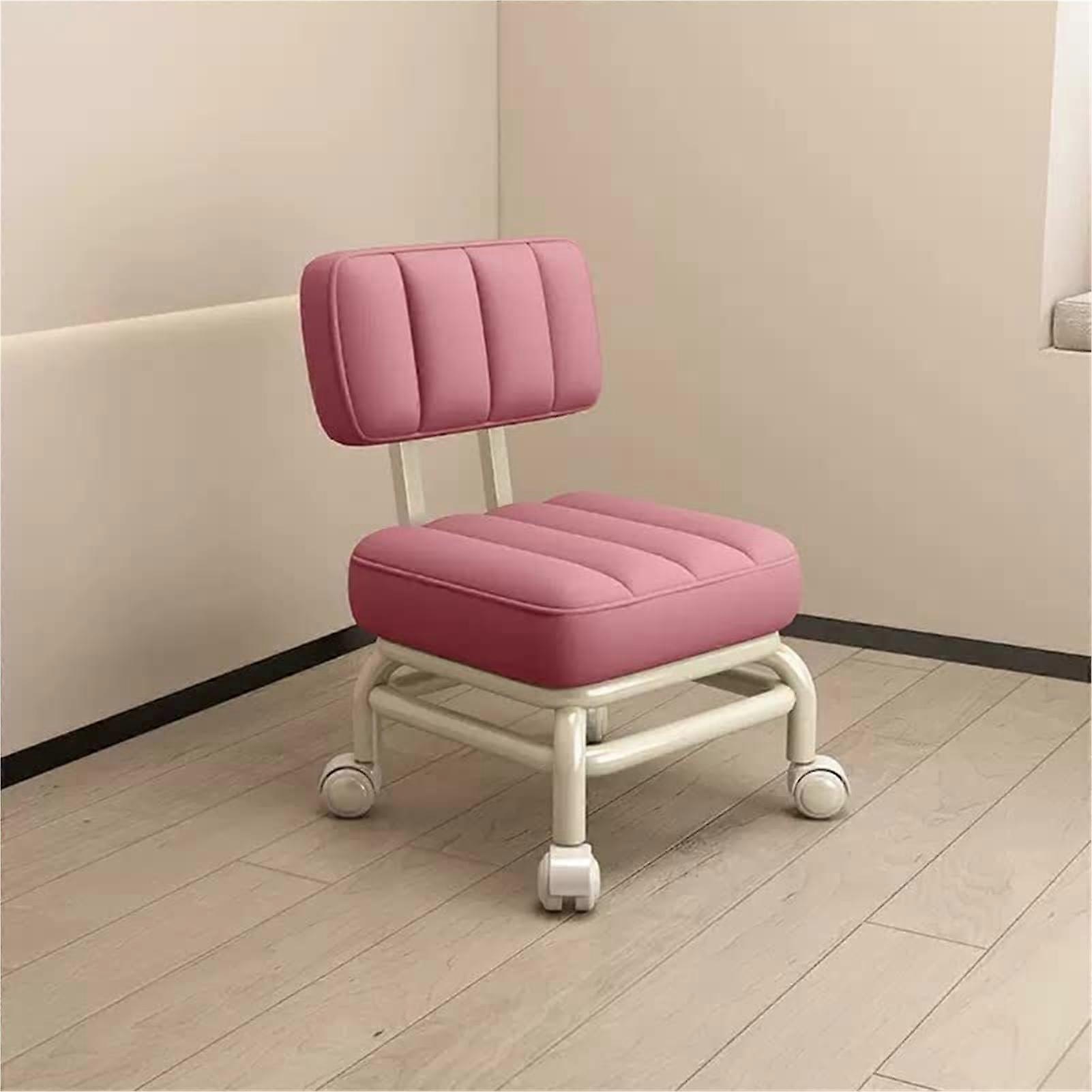 Low Rolling Stool with 360° Wheels, Low Rolling Stool Made of Leather, Movable Wheelchair with Low Height (Light Purple)