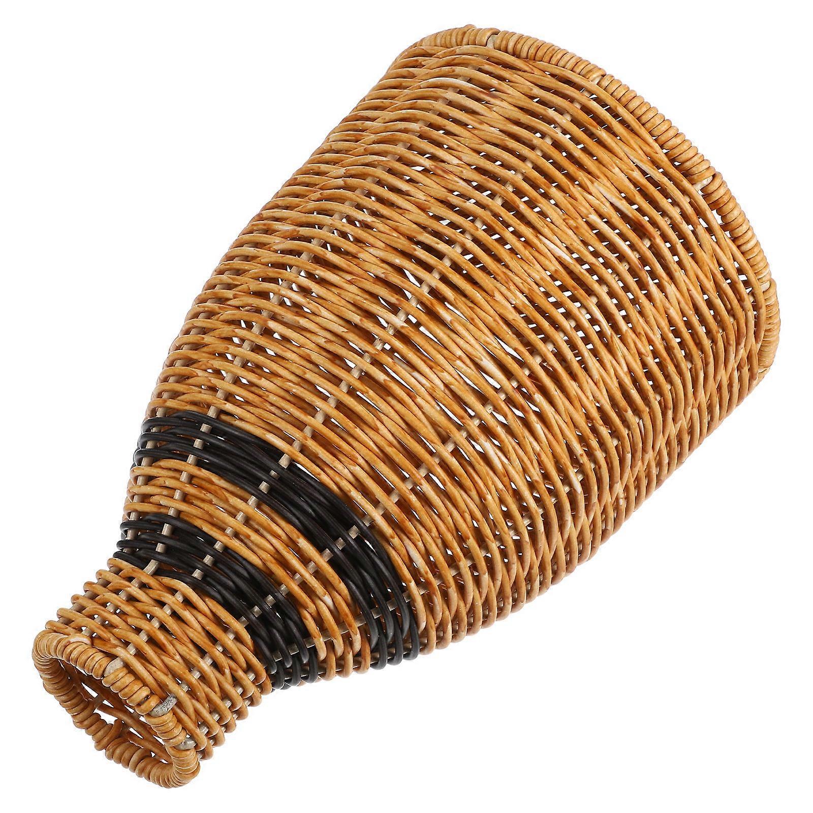 Plastic Rattan Woven Vase for Dried Flowers – Decorative Floral Art Basket for Farmhouse Style Home Decor
