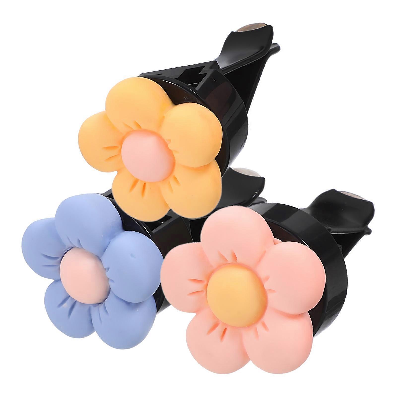 3pcs Cute Flower Car Air Freshener Vent Clips Creative Aromatherapy Diffuser for Car Interior Decoration with Vibrant Colors