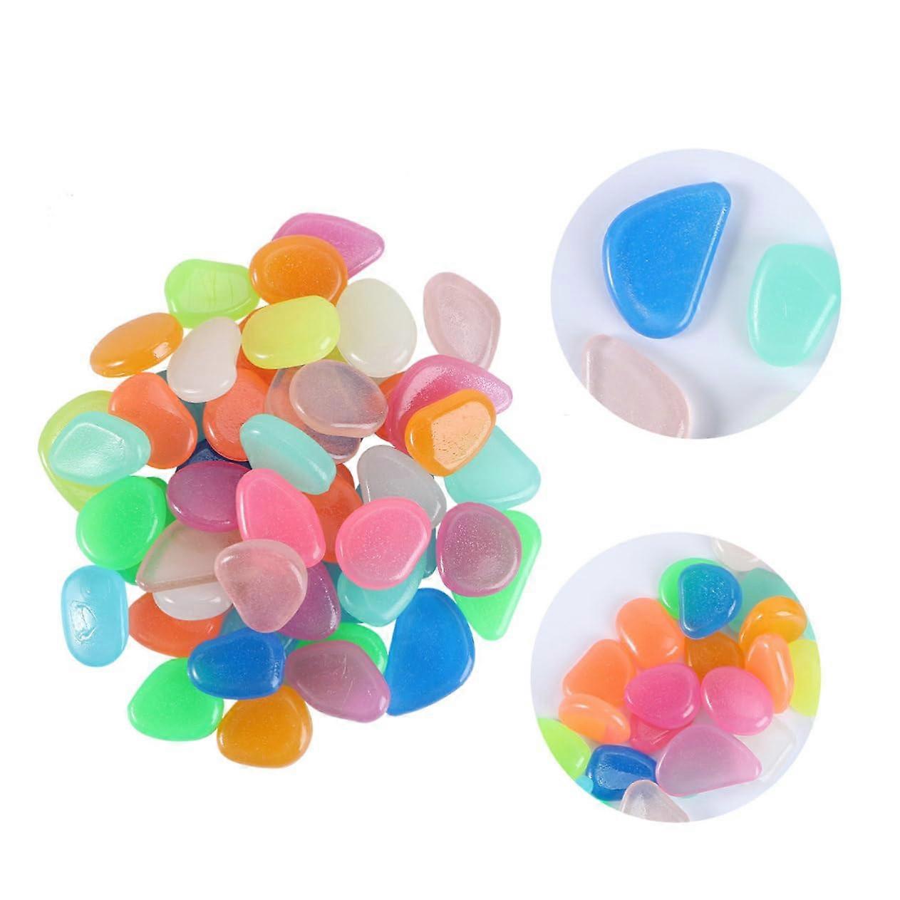 Luminous Decorative Pebbles for Flower Pots, Gardens, and Aquariums - Mixed Color Durable Glow Stones, High-Quality Resin