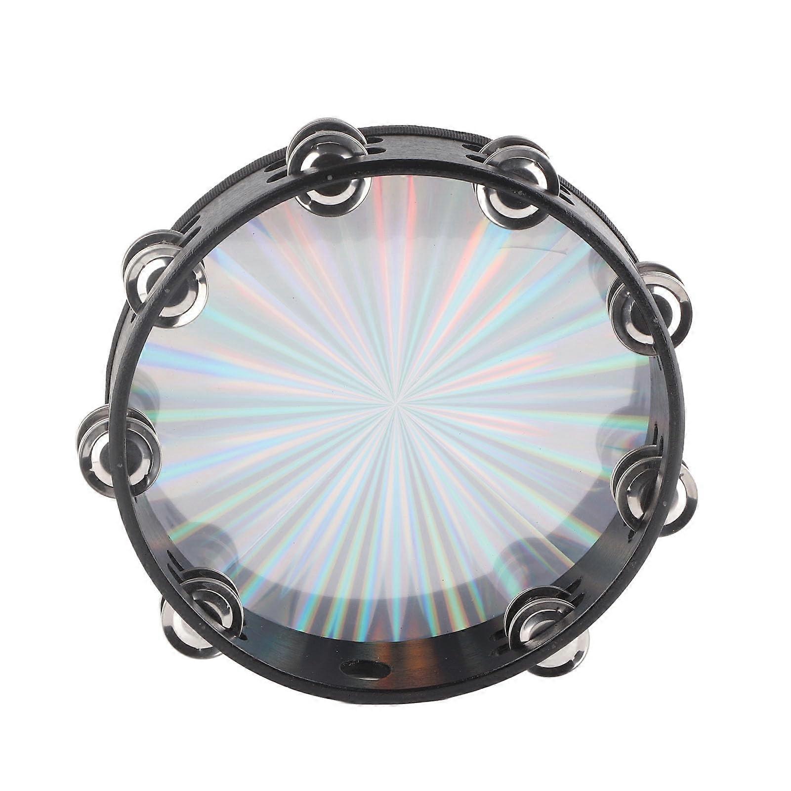 Beautiful DoubleRow Tambourine for Clear Sound and Performance for KTV, Parties, and Concerts – 10 Inch ABSWood (Flower)