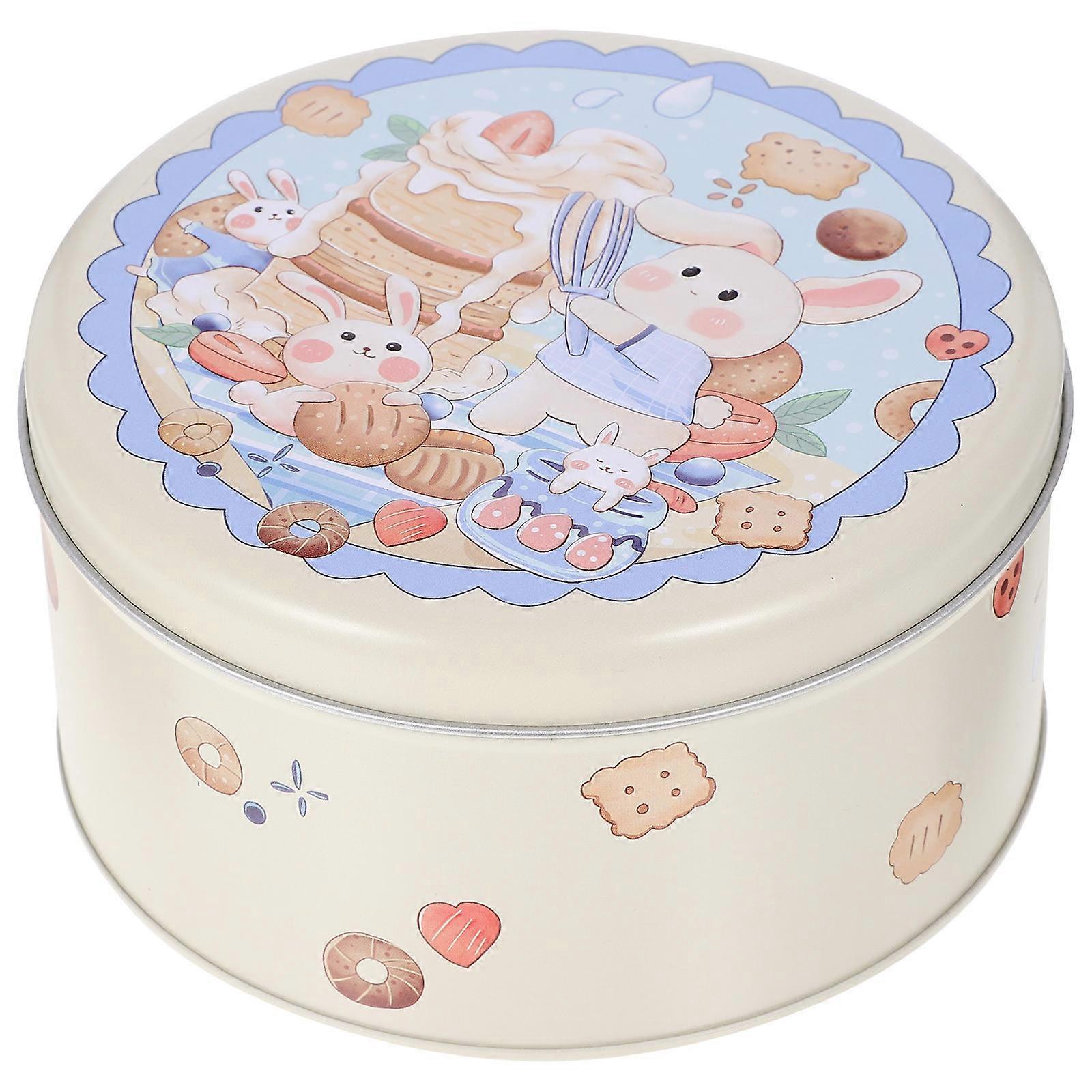 Metal Container With Lid Tinplate Candy Box Daily Use Blue Travel Friendly Biscuit Box Metal 1Set