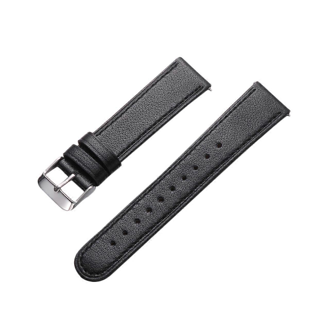 Quick Release Watch Strap Round Tail Design Black Leather 20mm Comfortable Wear 1Pcs