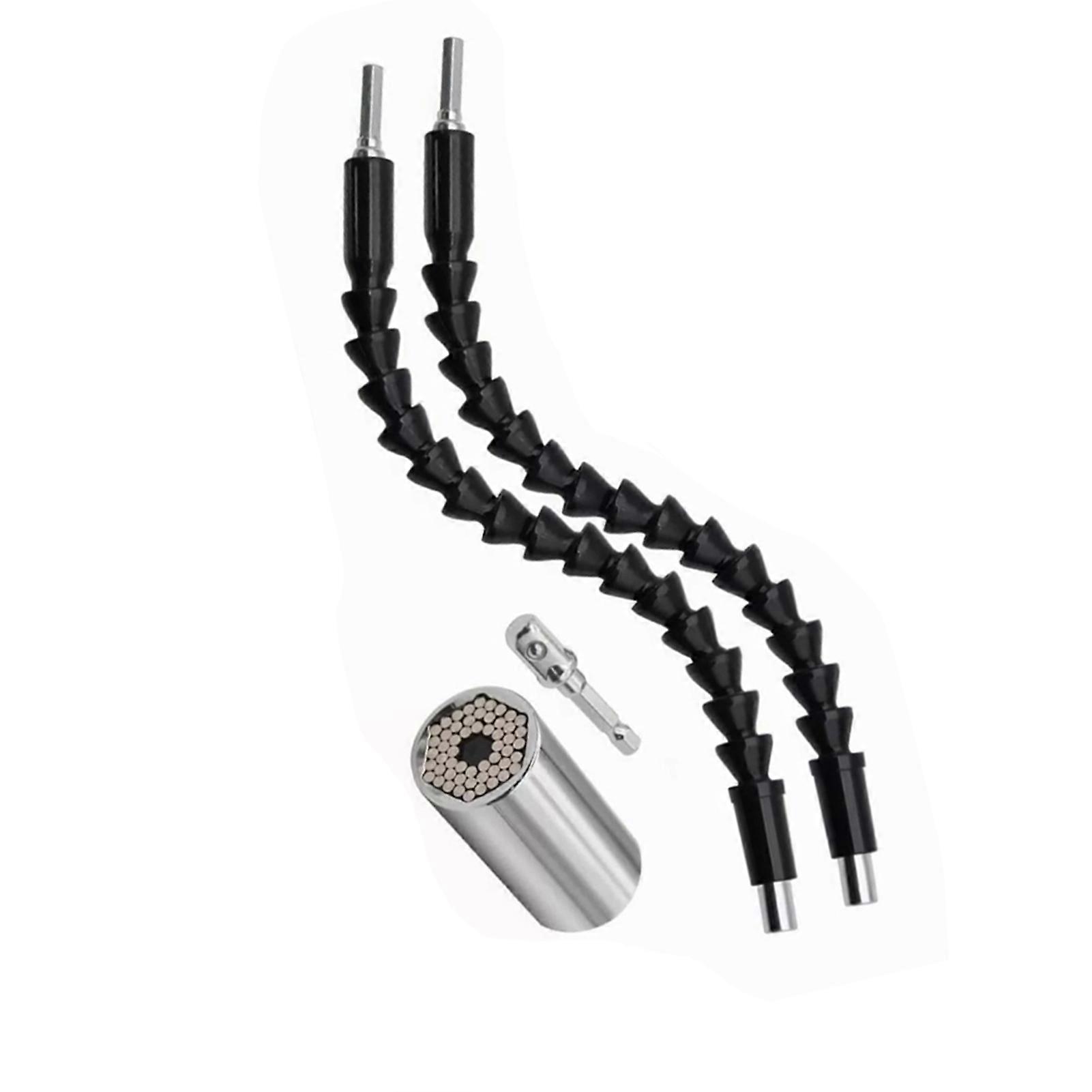 21PCS Flexible Drill Bit Extension Set with 105° Angle Drill Bit Extension & 1/2 3/8 1/4 inch Universal Socket Adapter & Drill Bit Holder & Screwdriv