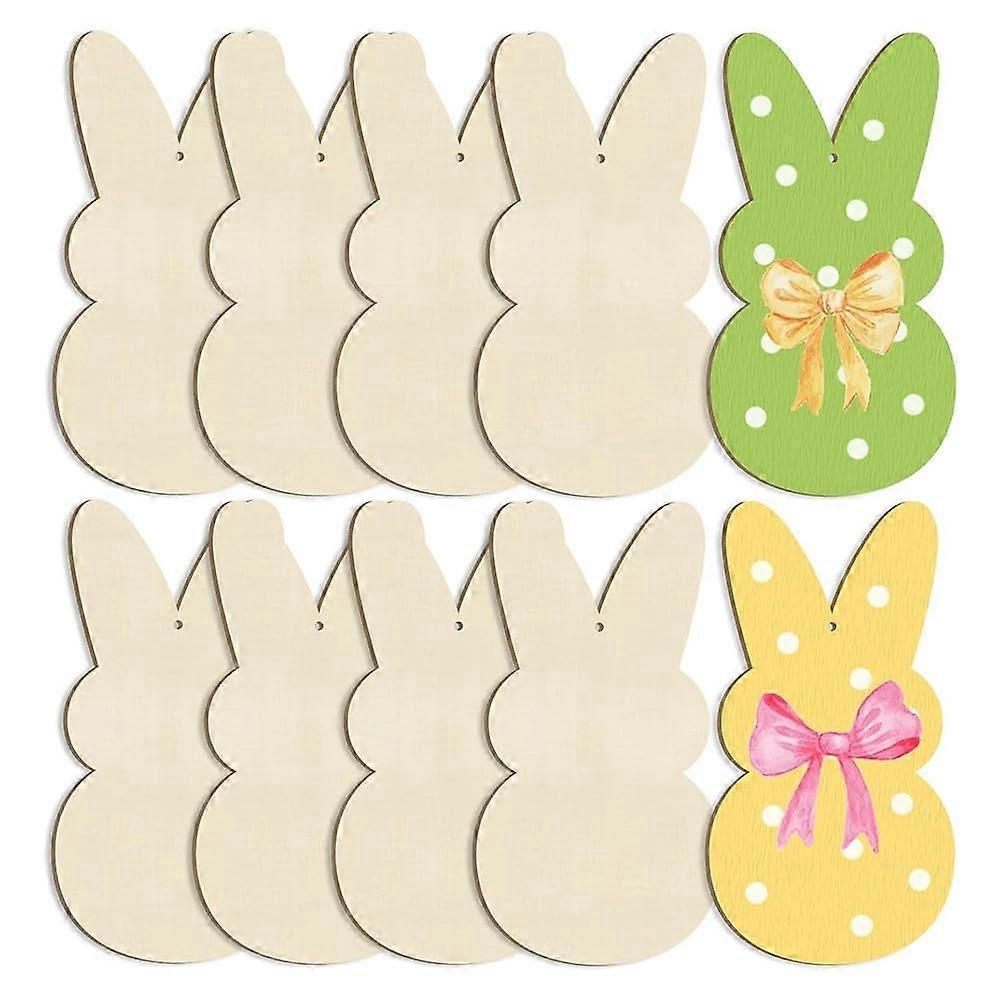 Large 7 Large Easter Decoration for Painting, Wooden Rabbit with Easter Motif for DIY