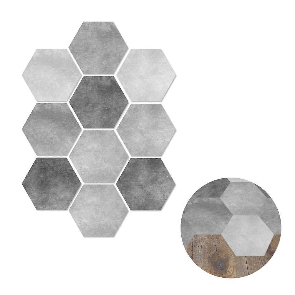 PVC Grey Black and White Floor Stickers Removable AntiSlip Hexagonal Tiles for Bathroom Decoration 10 Pcs
