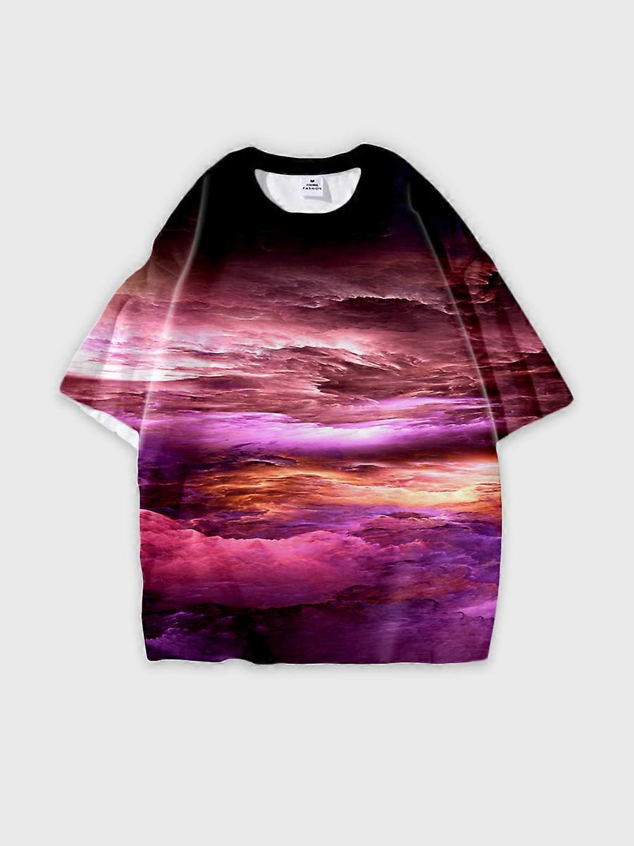 T-shirt round neck Pattern loose short sleeve B1409