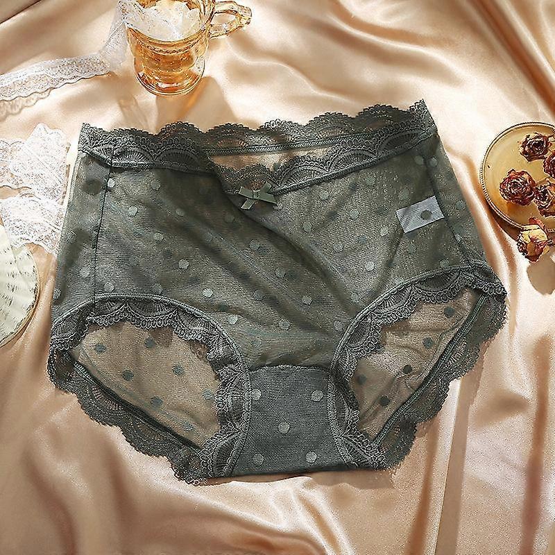 Plus Size Underwear Lace Sexy High Waist Panties Ultra-thin Breathable Mesh Quick Drying Seamless Women's Briefs