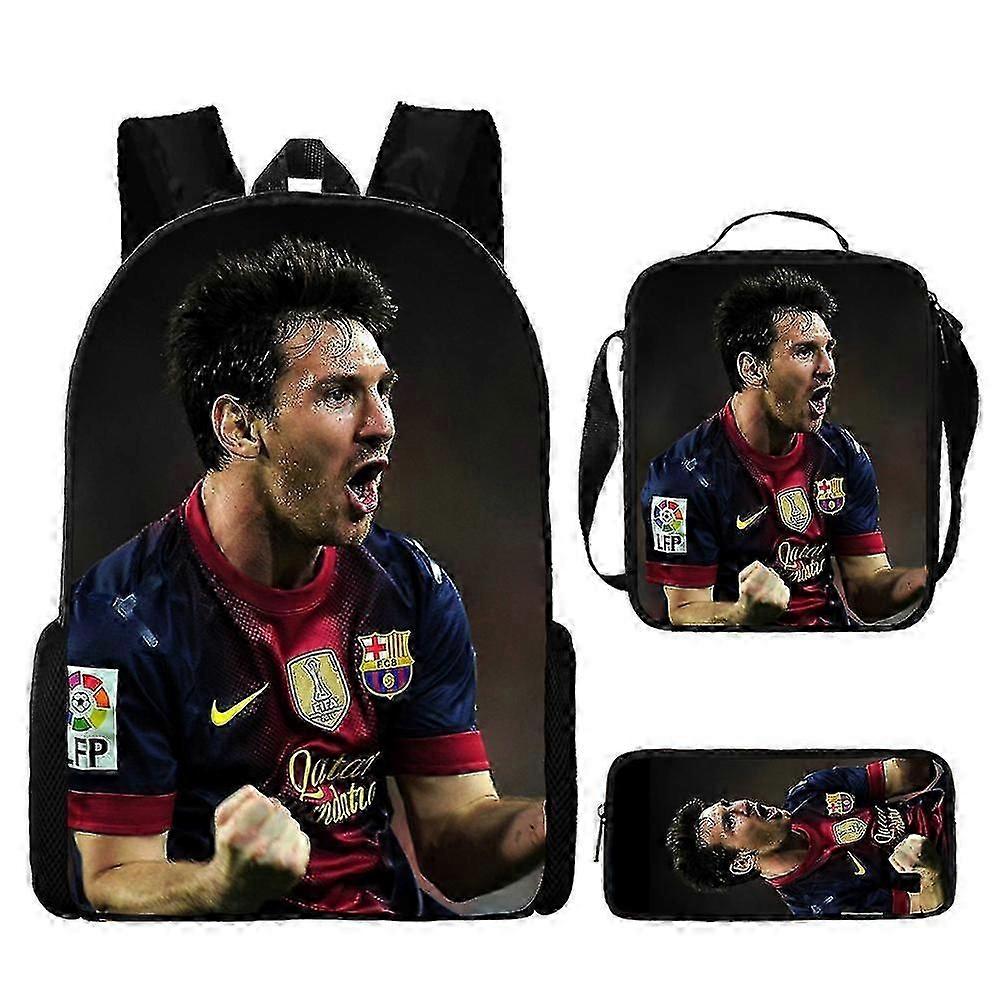 Latest Messi Football Backpack Collection for Students - 3-Piece Set with Satchel & Pen Case