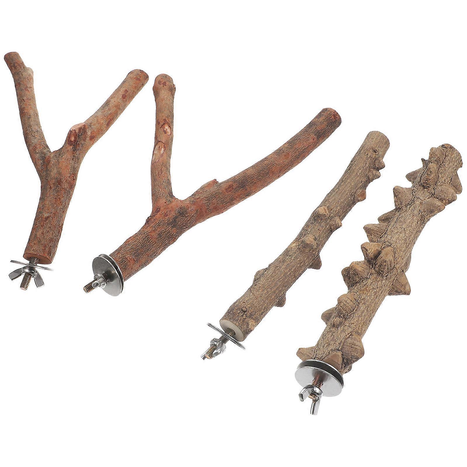 Parrot Perch Bird Chewing Sticks Pet Bird Accessories Exercise Small Birds 4Pcs