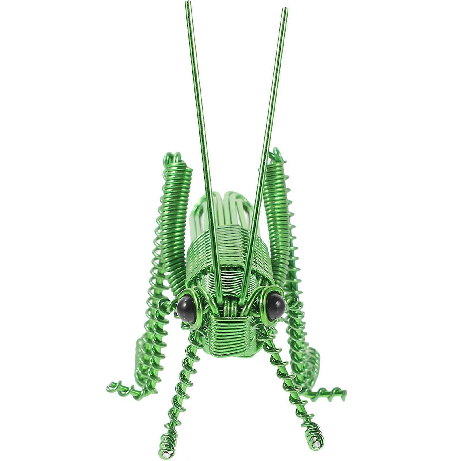 Green Aluminum Grasshopper Toy Educational Figurine for Decoration Cognitive Learning Model 4.5 inches