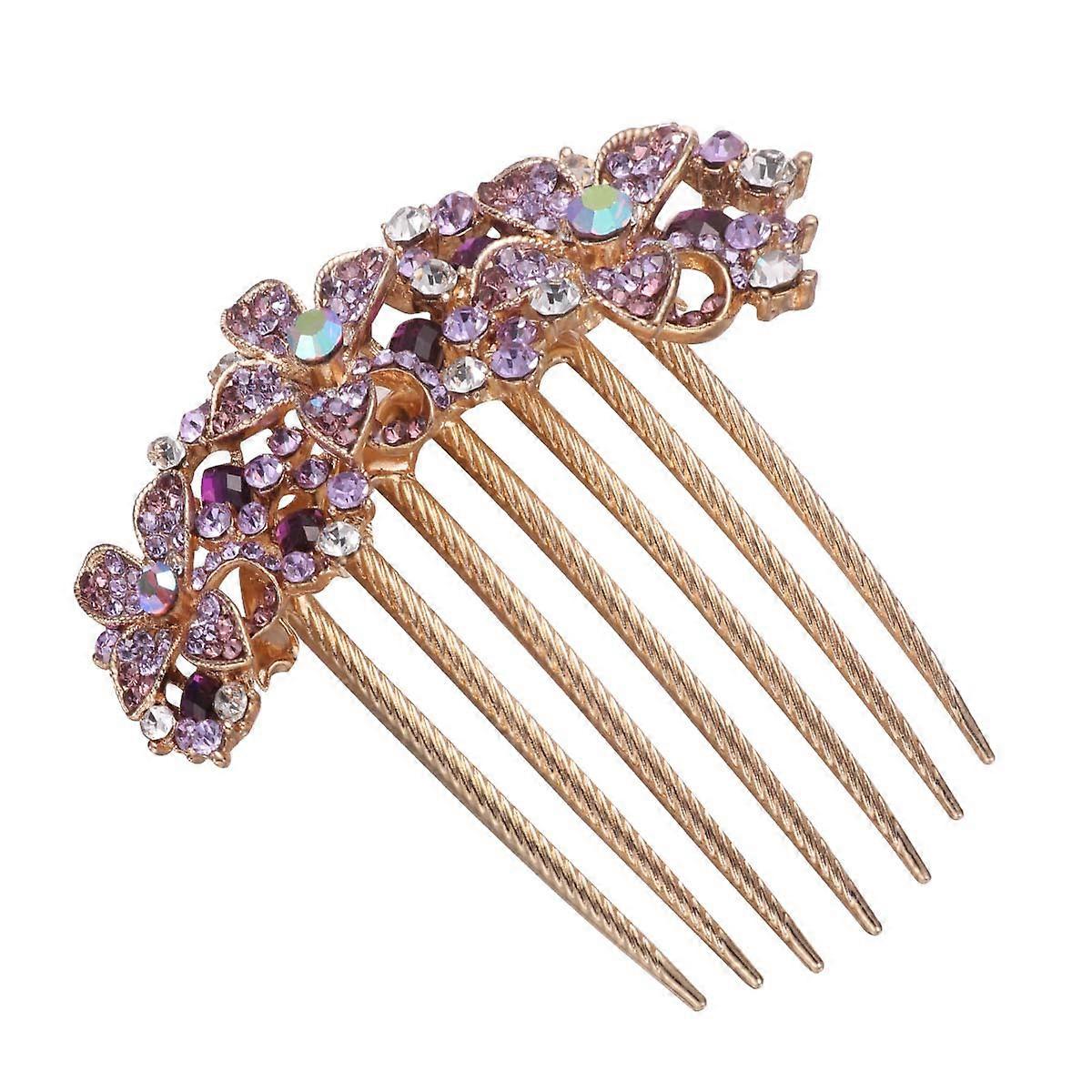 Pente de Cabelo com Strass Elegante Grampo de Cabelo Para Mulheres Capacete Na Cor Roxa 1Pack Para Estilo de Cabelo