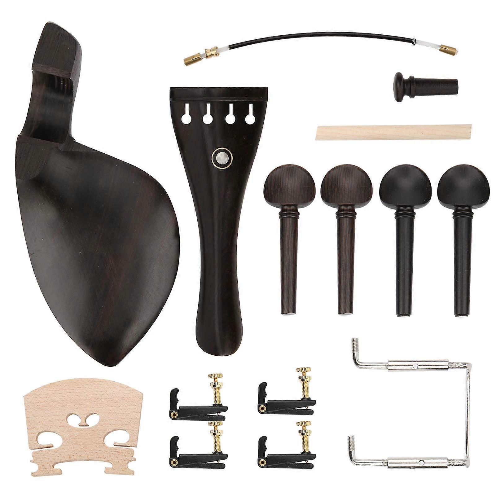 Violin Accessories 4/4 Violin Mounting Kit Maple Bridge Ebony Tuners Chin Rest Endpin Mechanics Bridge Soundpost Set