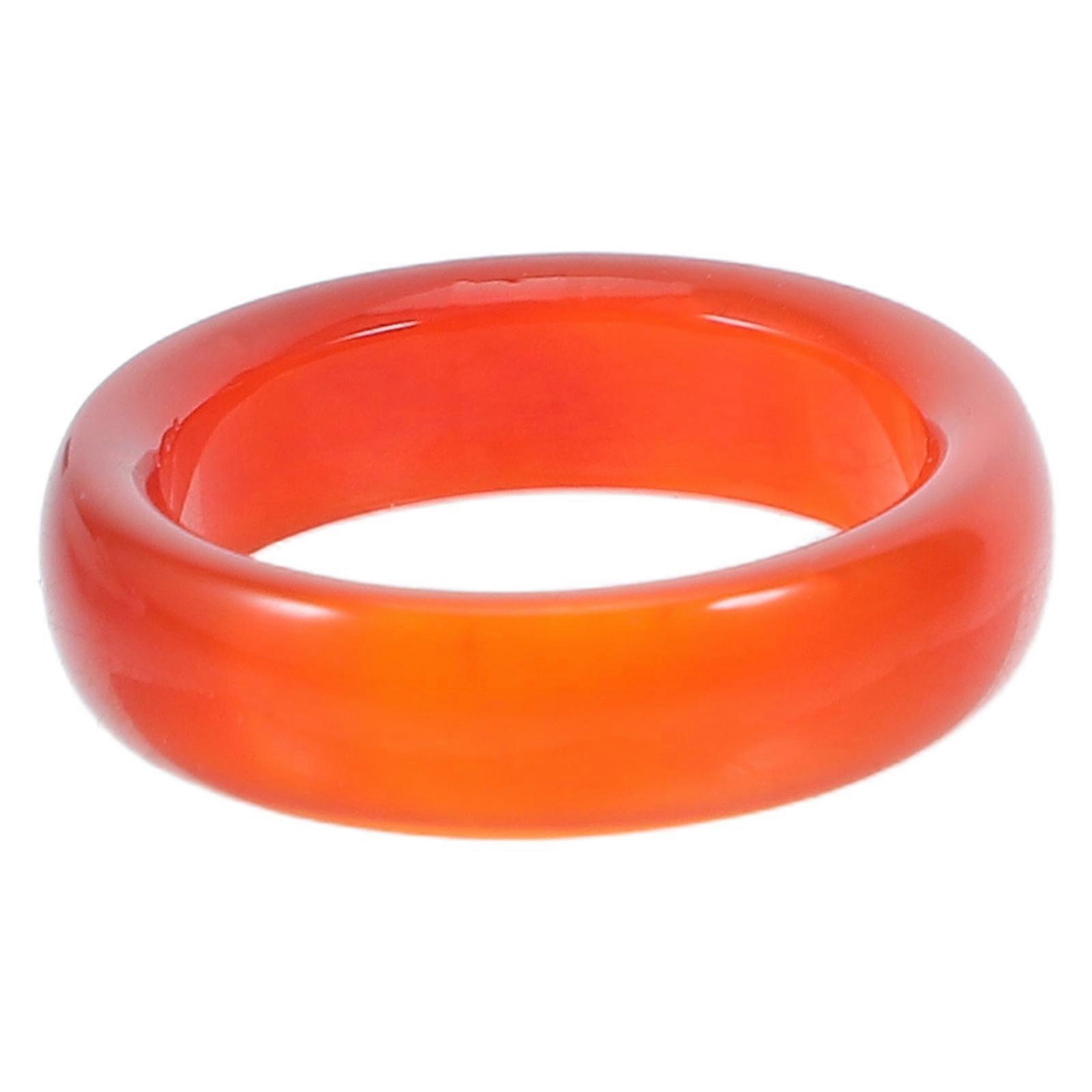 Red Carnelian Crystal Ring Natural Agate Smooth Band Ring for Women and Girls