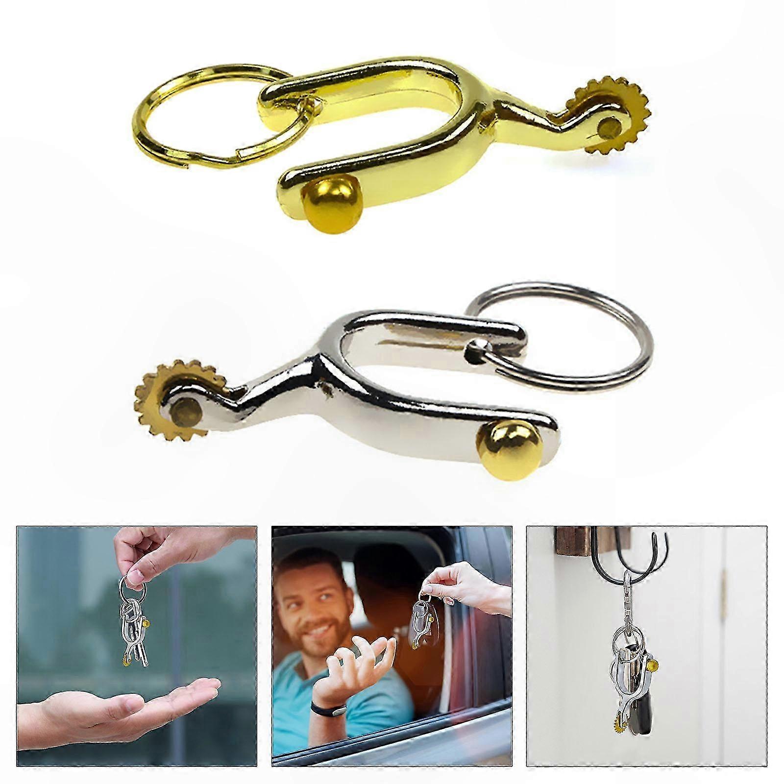 Unique Equestrian Spur Pattern Keychain Alloy Texture Unique Key Holder Fashionable Unisex Accessory for Daily and Party Silver
