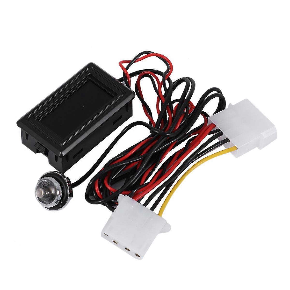 Temperature Detector With 4 Pin Power Plug For PC Building And Water Cooling System 5V-24V In Black 1Pcs