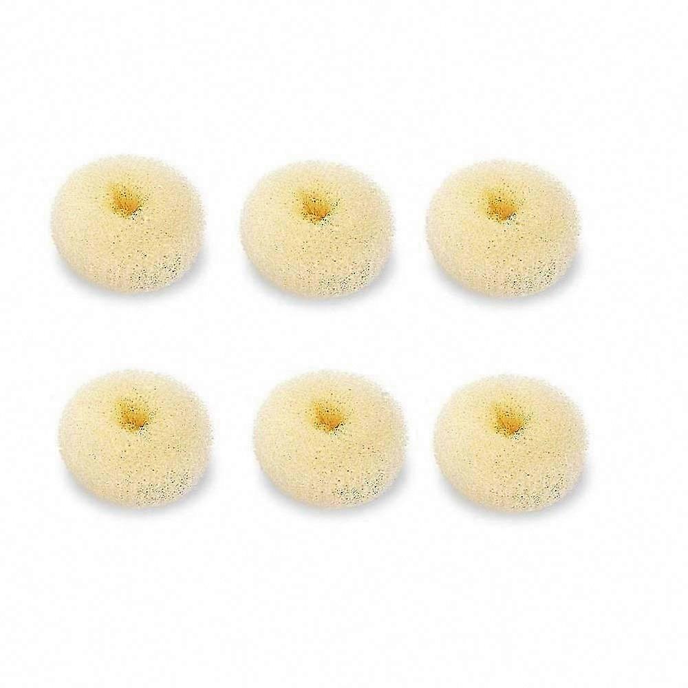 Extra Small Kids Bun Maker, 6-pack Mini Donut Styler (2", benvit) för hårstyling