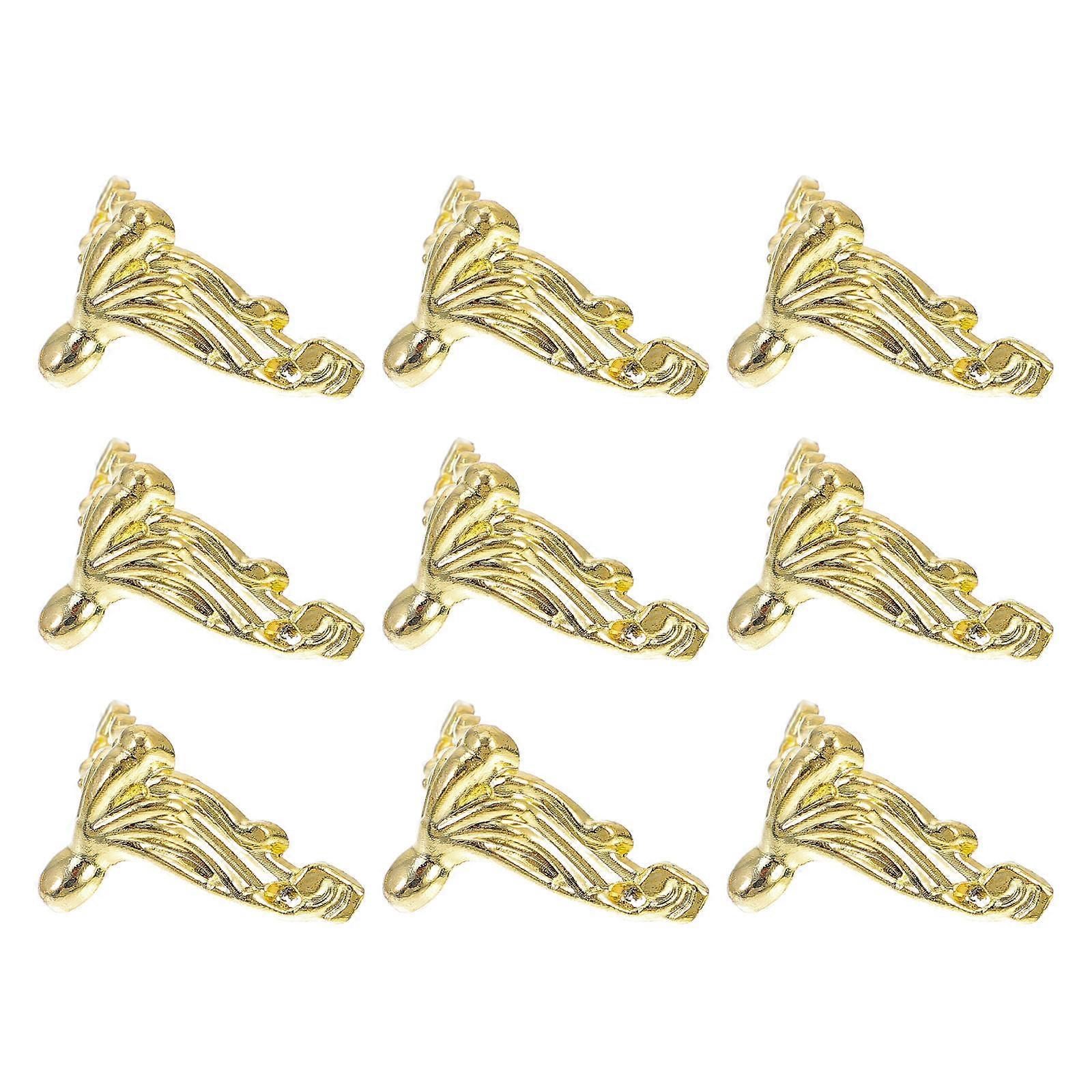 20Pcs Retro Box Foot Mats For Furniture Decoration And Protection In Golden Zinc Alloy With Square Shape