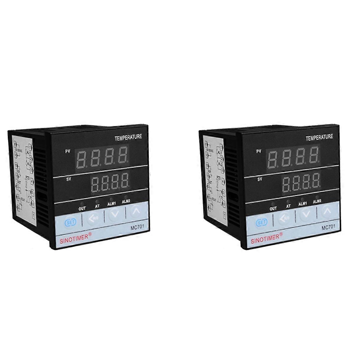 2X MC701 Digital PID Temperature Controller Waterproof K Type PT100 Sensor Input Relay SSR Output