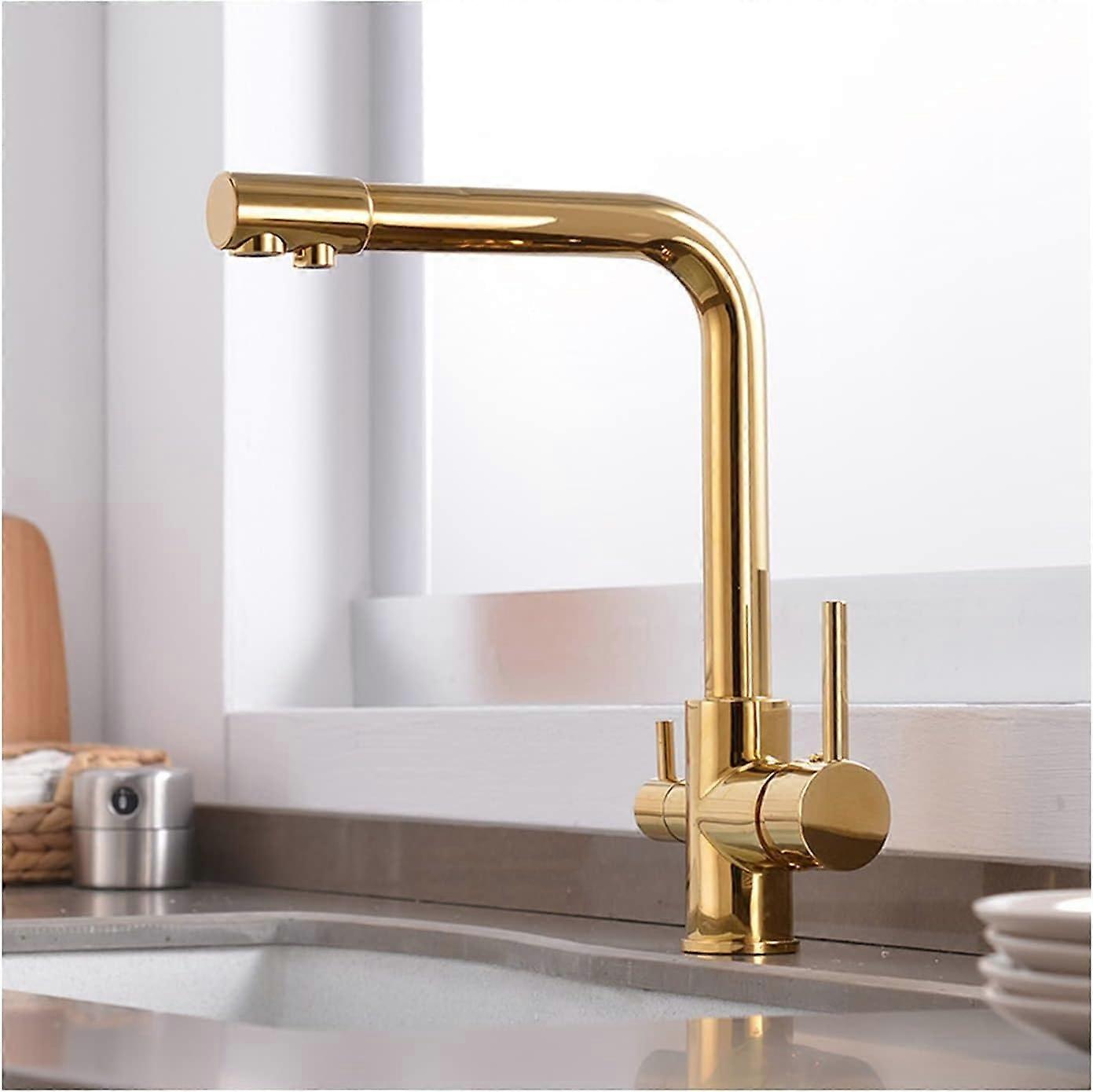 Swivel sink faucet, 360° swivelable singlelever mixer faucet golden pure water
