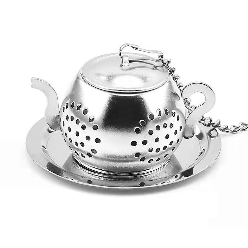 Silver Teapot Pattern Leaf Tea Infuser with Durable Encrypted Mesh Design for Coffee Leaf Tea or Mulling Spices