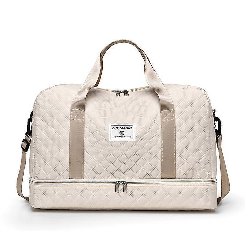 Luxury Large Capacity Handbag - Men's Versatile Tote and Shoulder Bag with Separate Pockets - Beige