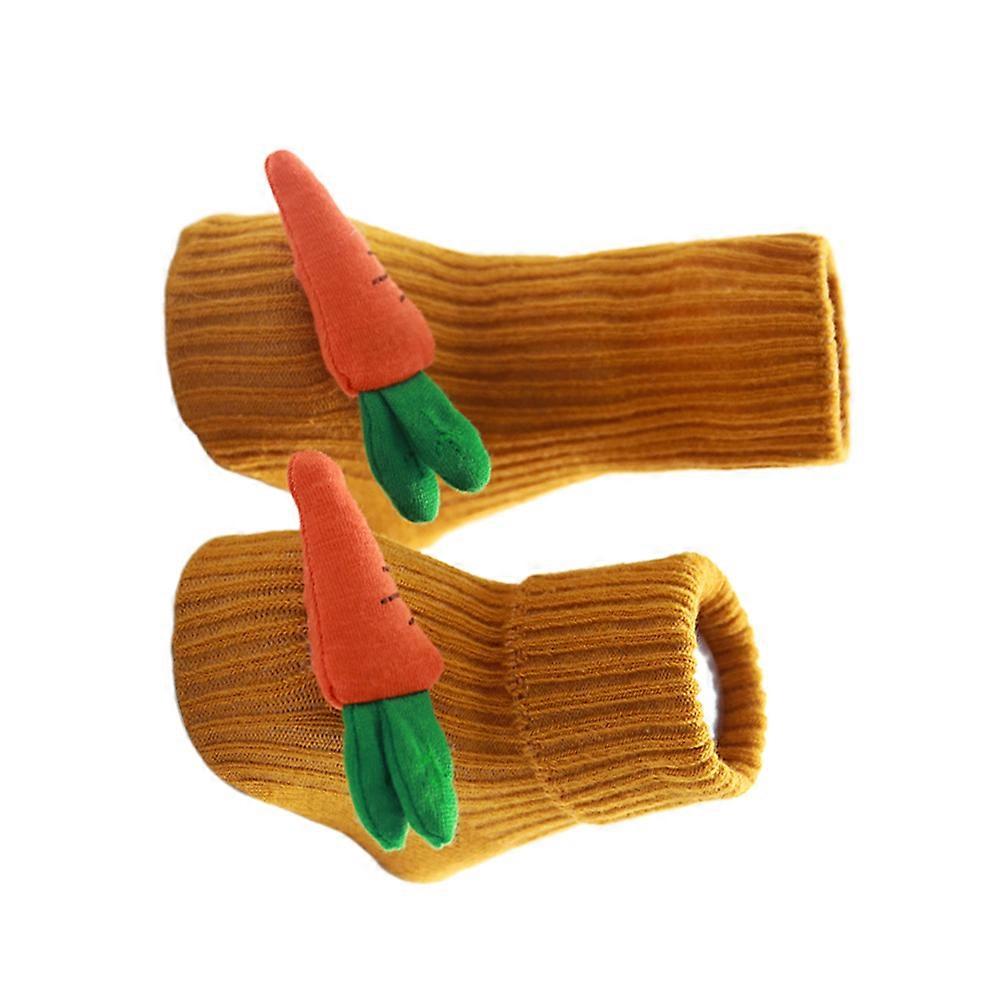 Dispensing Design Baby Floor Socks For Babies In Brown-Yellow Carrot Color Size S Ideal For Cold Pair