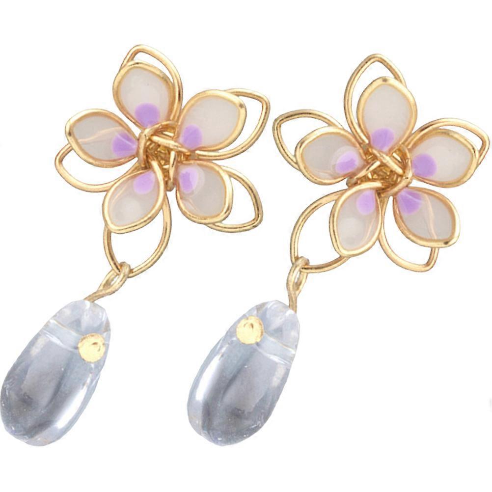 Purple Flower Dangle Earrings Featuring Perfect For Valentine's Pair