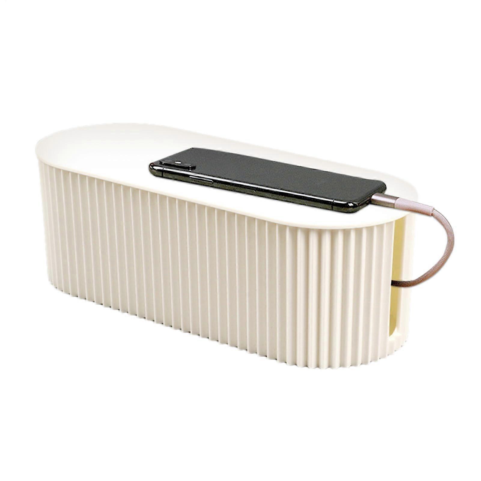 Cable Organizer Box White S, Power Cable Storage and Desk Organizer for Extension Cords, Wires, and Power Strips