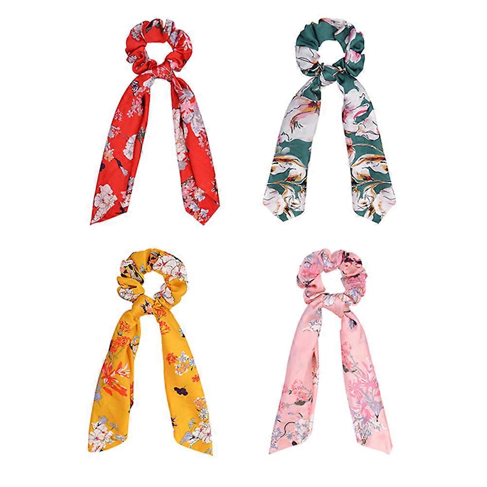 4Pcs Long Hairstyle Hair Ropes With Rabbit Ear Shape Perfect For Running Hiking And Daily Use Assorted Color