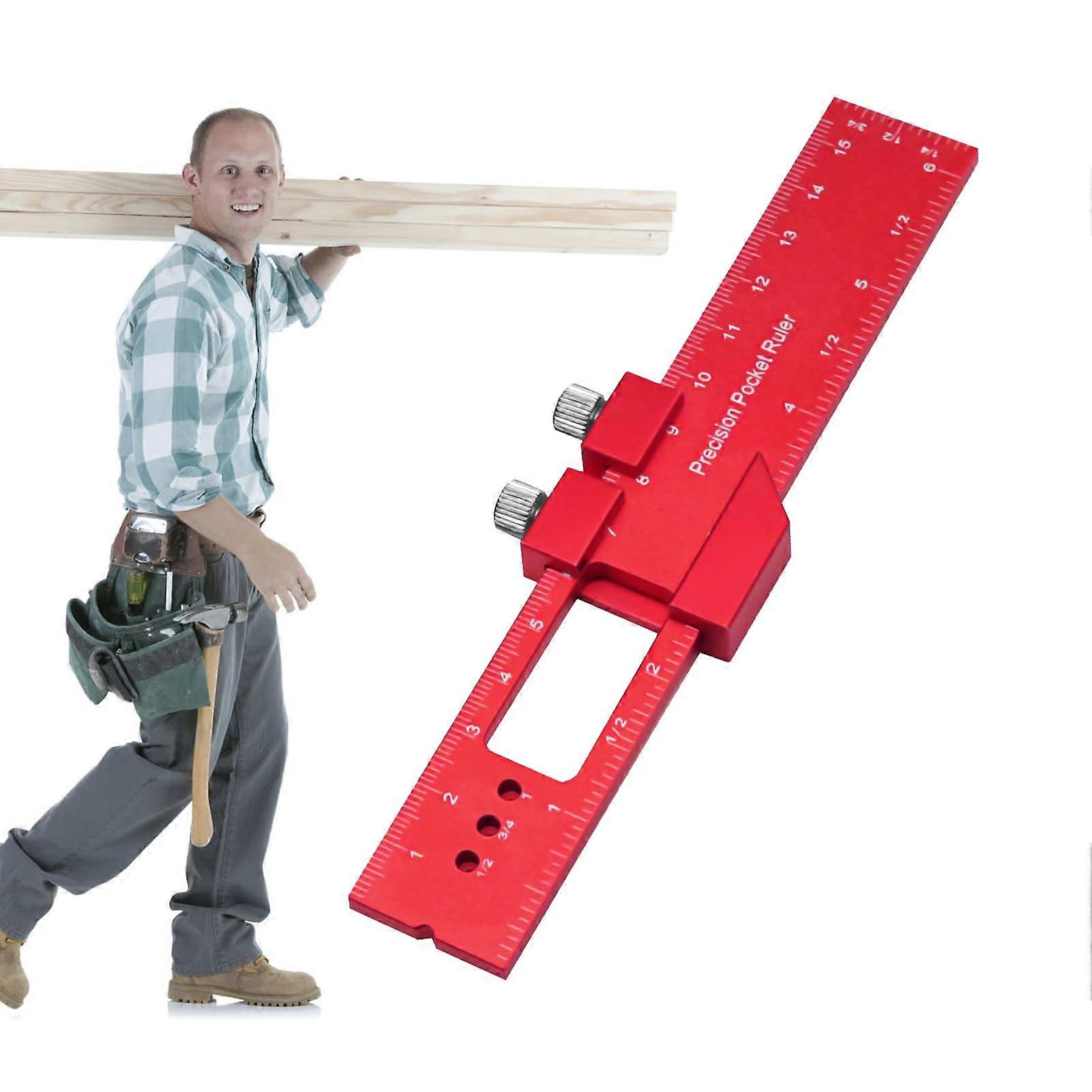 Dia-Lineal Metal Measuring Tool 160mm Metric Ruler with Adjustable Sliding Scinator for Carpentry and Wood Arrangement