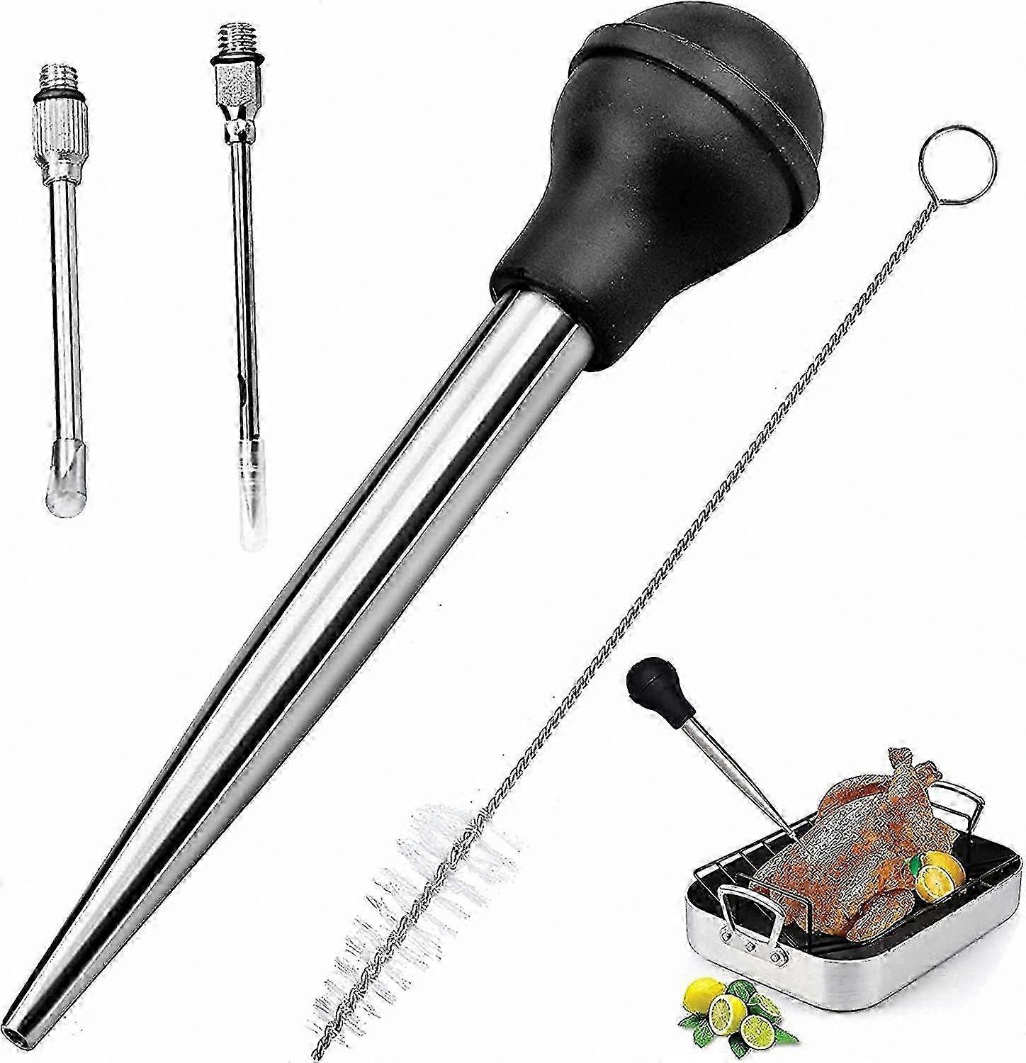 4-Piece Stainless Steel Basting Syringe Set for Cooking