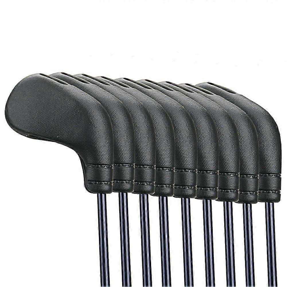 Iron Headcover Set Black Rubber Golf Head Covers For Irons And Wedges Fits Most Clubs
