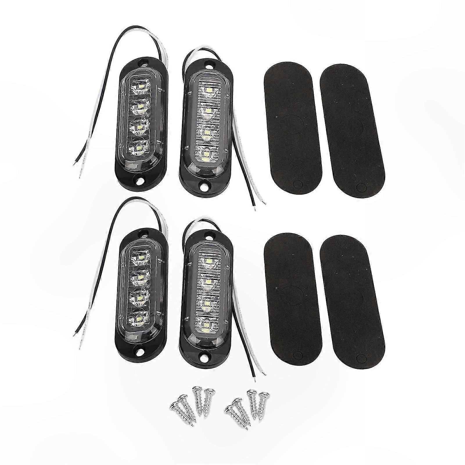 4Pcs High-Brightness 3000K LED Truck Side Lights, IP65 Waterproof, Easy Install, Emergency Flashing Light for 12-24V Vehicles