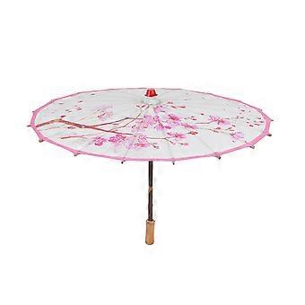 Retro decorative umbrella with wooden handle, flower print, oiled paper dance umbrella