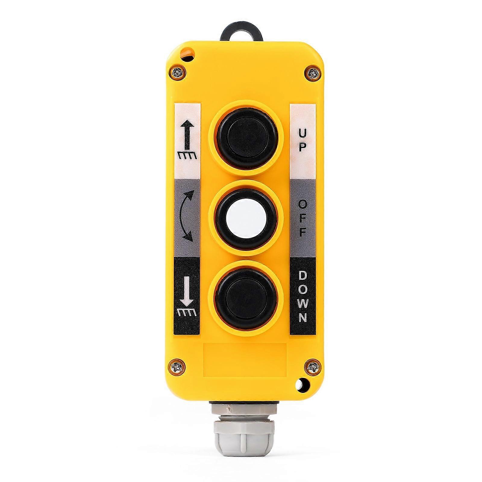 Hoist Push Button Switch, Crane Chain Lift Suspension Regulator Plastic Lifting Platform with Crane Trailer 3 Buttons (3NO)