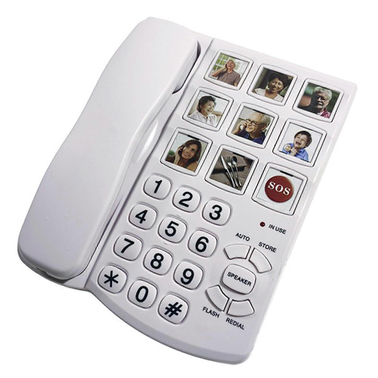 Picture Button Landline Phone For Seniors With Adjustable Volumes Big Button And Picture Corded Landline Phone