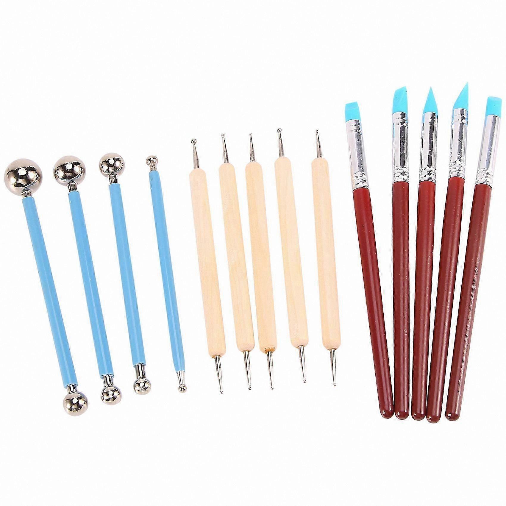 14-Piece Clay Sculpting Tool Set with Rubber Tips for DIY Art, Suitable for Pottery, Nail Art, and Rock Painting