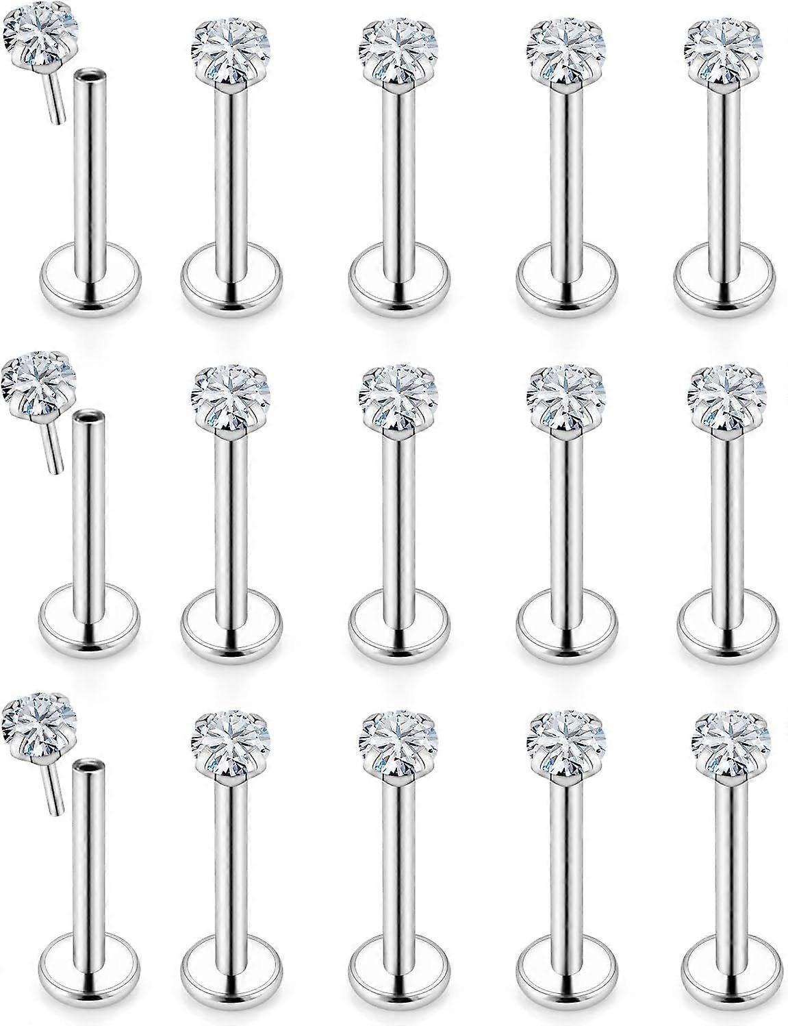 20G 18G Threadless Push in Nose Rings Studs Stainless Steel Nose Nostril Piercing Jewelry