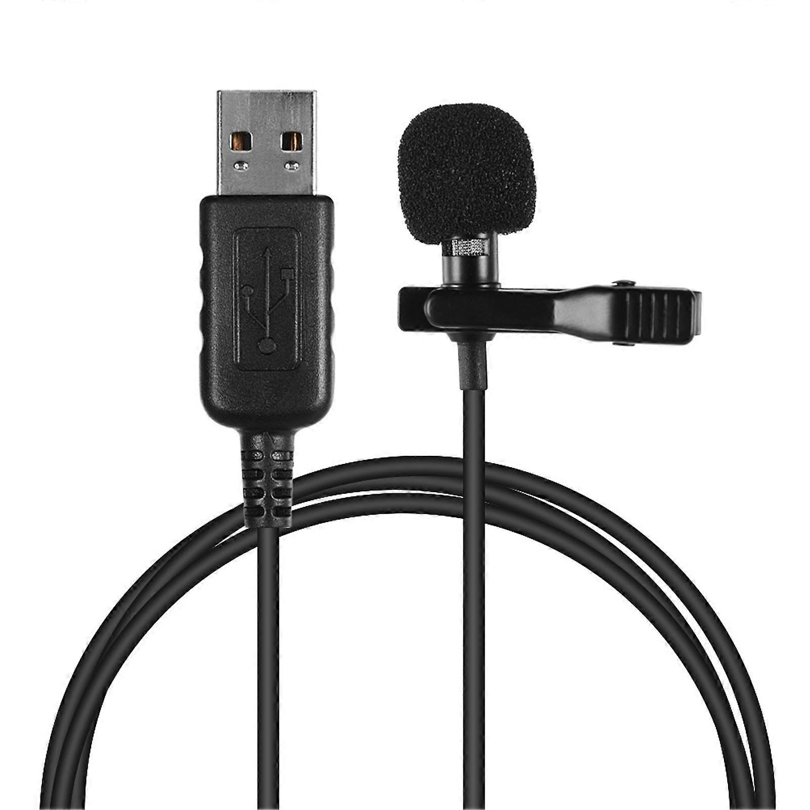 Mini Lapel Lavalier USB Condenser Mic with Clip & Pouch, 145cm Cable