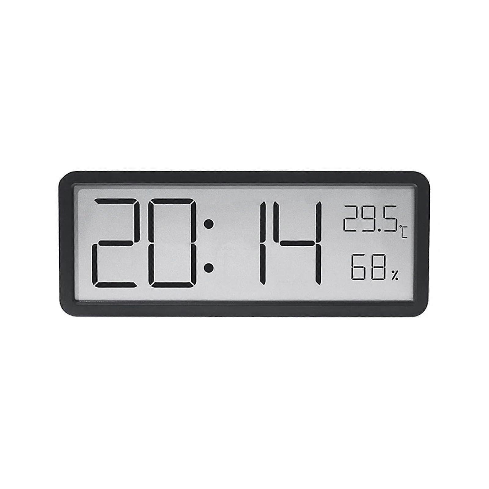Tianwandong Minimalist Wall Hanging Thermometer Hygrometer LED Clock Date Time Temperature Humidity 12/24h Black YD106