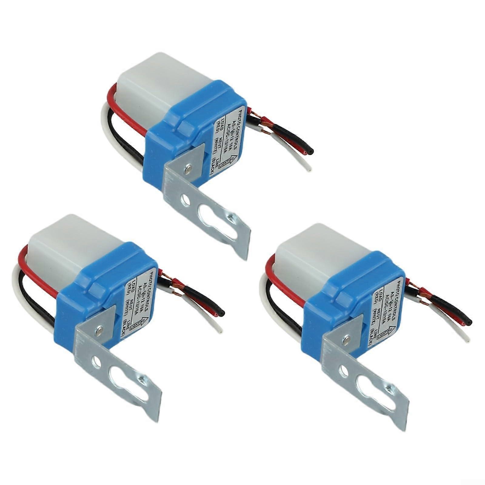 Photocell Light Sensor Switch For Outdoor Lighting Control, Auto On Off, 3 Pack