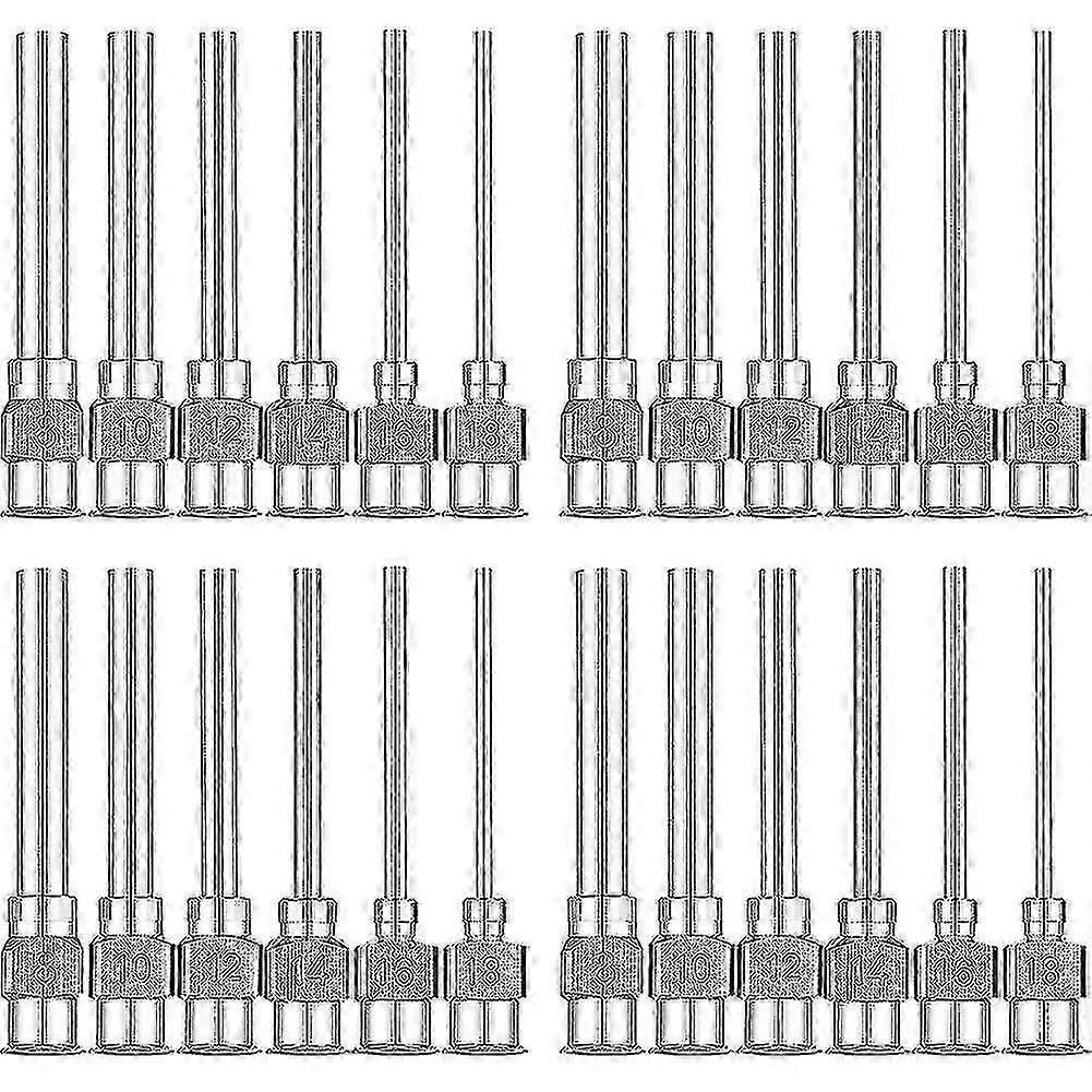 24 pièces Aiguille de distribution 1 pouce en acier inoxydable pointe Luer Lock aiguilles (8,10,12,14,16,18gauge) XGF