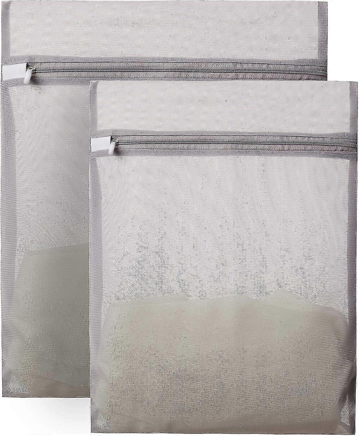 2 Pieces Net Washing Bag Durable Honeycomb Mesh Laundry Bag With Zip Closurepink