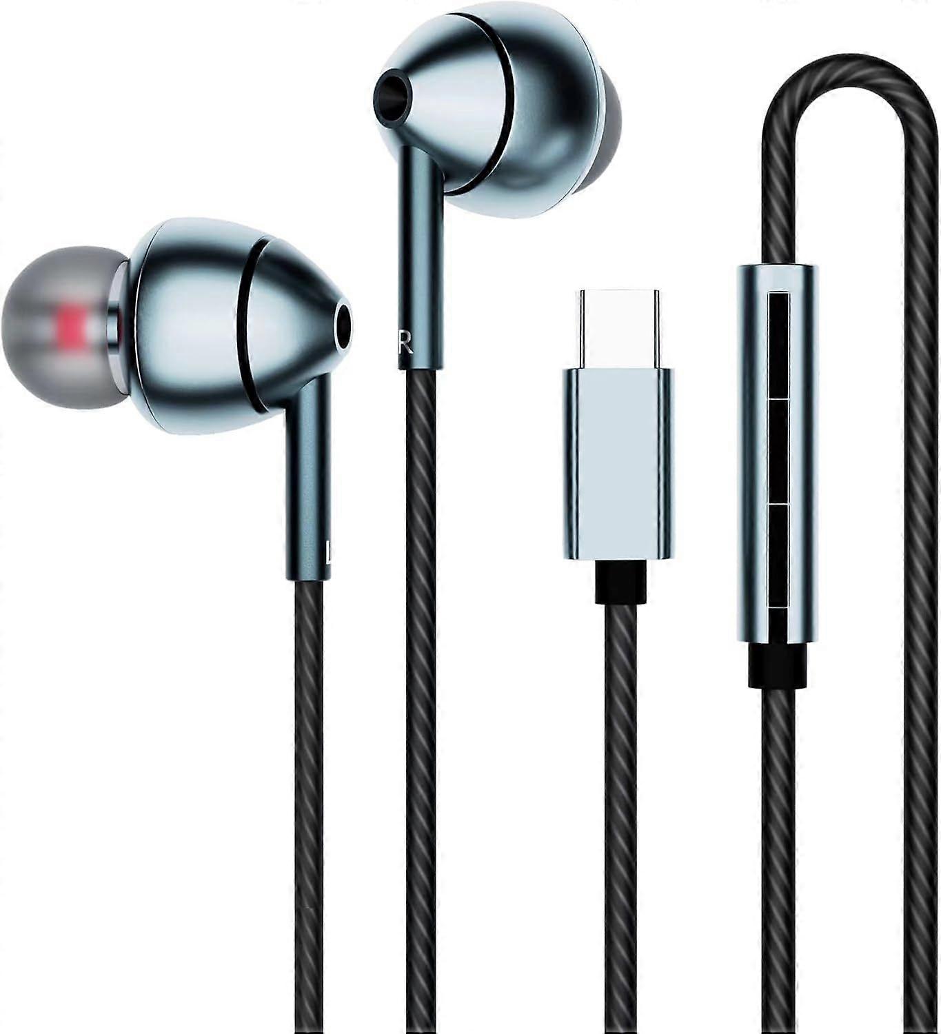USB-C earphones with ergonomic design and smart control(Black)