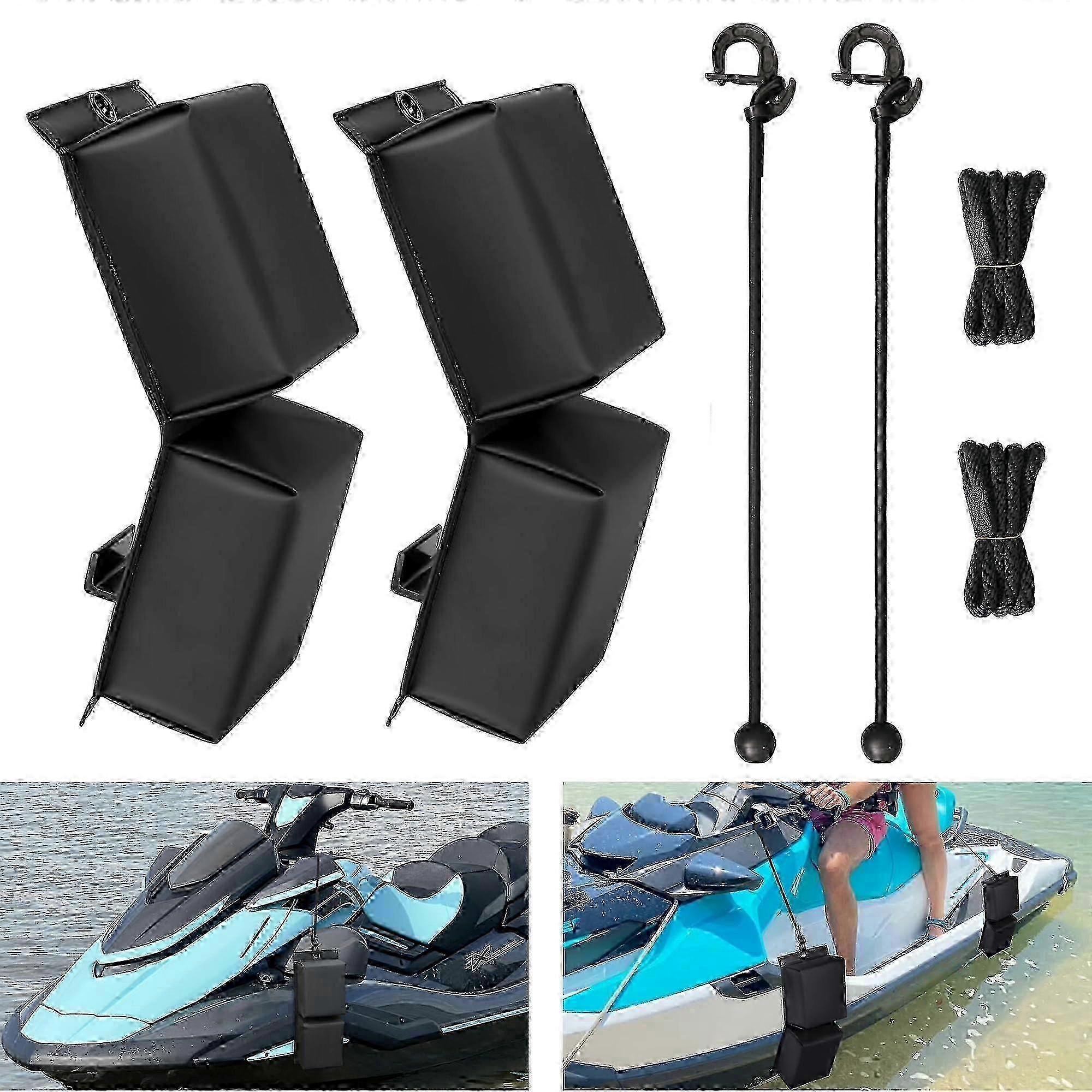 MDStop PWC fender buffer, 2 elastic cord boat fender buffers, 2 boat docks, jet ski paters for boat bumpers for the bowls, 14x6x3.2inch