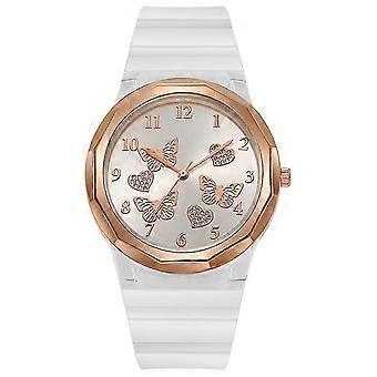 2023 - Rose Gold Watch Butterfy And Heart Wristwatch Silicone Belt Watch For Daily Life (ShiKai)