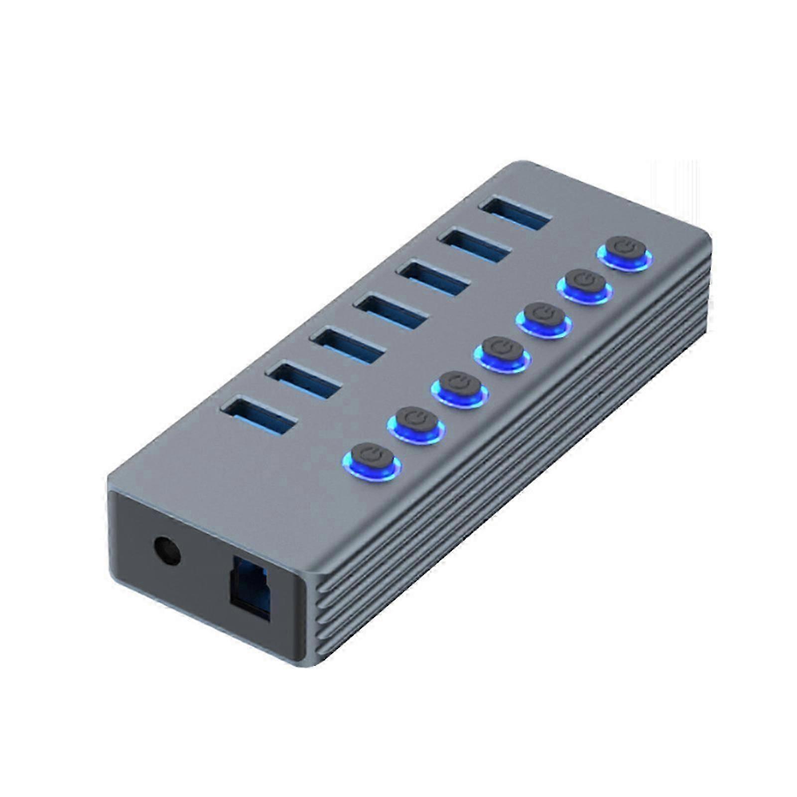 USB 3.0 Hub, 7Port USB Data Hub Splitter with Long Cable LED Individual On/Offs USB Switches Extension for Laptop PC